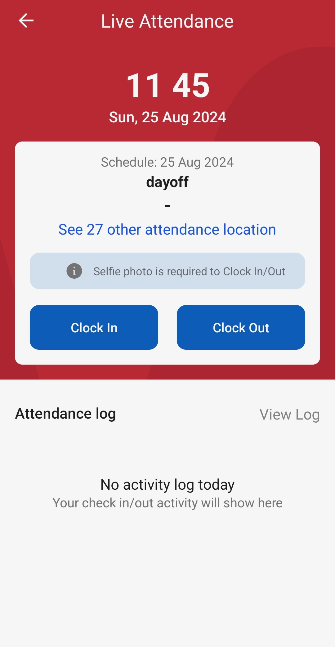 Live attendance page