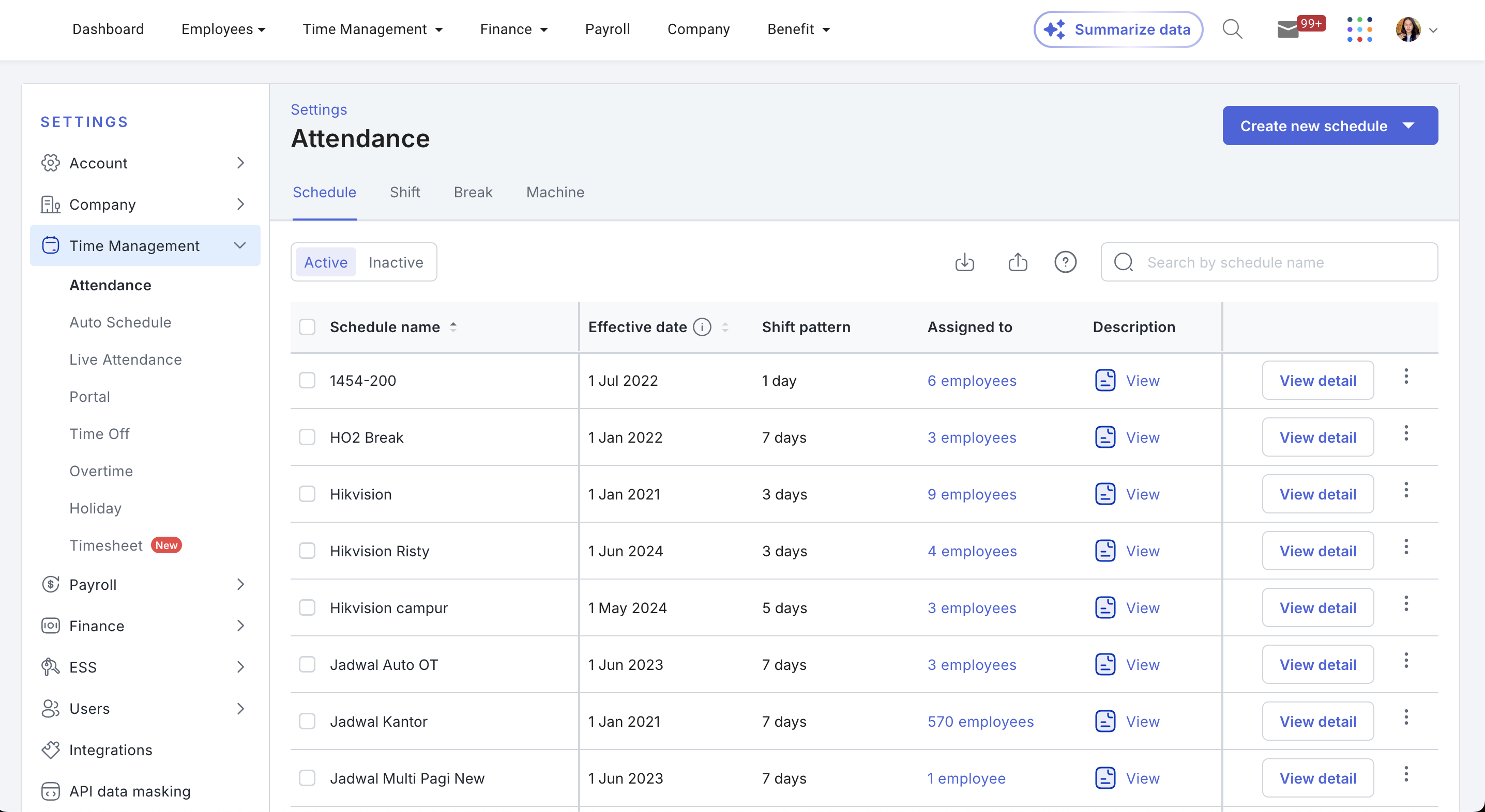 Live attendance page